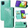 Fertuo Cover per Samsung Galaxy A22 4G / M22, Custodia Portafoglio a Libro in Pelle Flip Cover con Porta Carte, Chiusura Magnetica [Disegni di Mandala] Case Antiurto per Galaxy M22, Verde