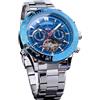FORSINING Orologio meccanico da uomo Tourbillon a carica automatica, giorno data mese calendario completo, tachimetro luminoso orologi automatici multifunzionali, orologio da polso con cinturino in