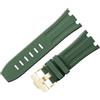 ROUHO 28mm Flessibile Fibbia ad Ardiglione Cinturini in Silicone, Impermeabile Braccialetto Silicone per Audemars Piguet Royal Oak Offshore 15710 15703-Verde Scuro + Oro Fibbia