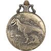 LIDCOM Orologio da taschino al quarzo con display a forma di dinosauro in bronzo Orologio da taschino regalo superiore per bambini Uomo Donna Cool catena retrò, con scatola