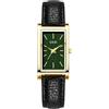 carlien Orologio da donna al quarzo, elegante, rettangolare, con cinturino in pelle e corona di cristallo blu, Y Nero Verde, Moda, classica, semplice
