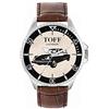 Toff London Orologio da uomo regalo per gli appassionati di auto d'epoca beige nero 42 mm