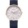 BERING 14240-864 Orologio da polso da uomo al quarzo, cassa in acciaio inossidabile da 40 mm color oro rosa e quadrante bianco, cinturino Nato, vetro zaffiro, 3 ATM