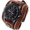 LIGIGWASH Orologio Da Polso Uomo Vintage Cinturino in Vera Pelle Regolabile Stile Casual Elegante e Resistente Look Maschile Rugged Per Uso Quotidiano