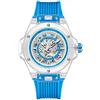 DAXIAOYU Orologio da Uomo Fashion Hollow Skeleton Automatico Meccanico con Cassa Trasparente Unico, Impermeabile, Cinturino in Silicone, Orologio da Polso Sportivo, Blu, Sportivo