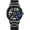 ROSSOM Men Watch Fashion Car Wheel Watches Men Luxury Sports Waterproof Quartz Wrist Watches Men Business Stainless Steel Wheel Hub Watches