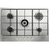 Indesit THP752W/IX/I1 - Piano cottura 5 fuochi gas, 73 cm, inox, con 1 bruciatore doppia corona