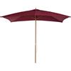 Outsunny Ombrellone da Giardino 2x3 m con Corda e Prese d'Aria, Ombrellone da Esterno con 6 Stecche in Legno, Bambù e Poliestere 180g/㎡, per Cortile, Terrazza e Balcone, Rosso Scuro