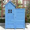 TIZZ Armadio da giardino per attrezzature, 118 x 54 cm, 118 x 54 x 173 cm (larghezza x profondità x altezza), resistente alle intemperie, blu, tetto in PVC (set da 1 pezzo, 1 armadietto per attrezzi)