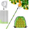KOMABLEN 2.4M Raccogli Frutta Telescopico, Raccogli Cachi in Acciaio Inox e Borsa in cotone, Raccoglifrutta Regolabile, Raccogli Frutta da Albero per Limoni Mele Pere Arance