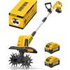 Alloyman Motozappa elettrica, fresa da giardino, batteria da 20V 360 giri/min, con 2 batterie da 4,0 Ah e caricabatterie, larghezza di lavoro 23 cm, profondità 17 cm, Motozappa per terreni