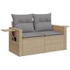 vidaXL Divano da Giardino con Cuscini a 2 Posti Beige in Polyrattan