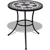 vidaXL Tavolino da Esterno con Mosaico Nero Bianco Rotondo Arredo Giardino