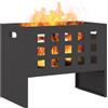vidaXL Focolare Nero 50 x 30 x 40 cm Acciaio, Fire Pit per Giardino e Terrazza, Rectangolare, Portatile e Resistente alle Intemperie, Stile Moderno