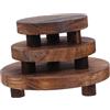 iplusmile Supporto per Piante in Legno Rustico Piedistallo Rotondo Impilabile 3 Pezzi Porta Piante Versatile per Vaso da Fiori per Scrivania e Giardino