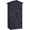 MCombo M MCombo mobile da giardino casetta da giardino in legno resistente alle intemperie, mobile impermeabile da esterno con pavimento, per uso esterno balcone, 74×99×193 cm (grigio antracite)