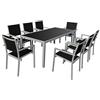 Happy Garden Set di mobili da Giardino Bari in textilene Nero 8 posti - Alluminio Grigio