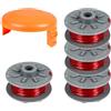 luolety Bobina di filo per decespugliatore Gardena 5364-20, bobina da 1,6 mm 6,1 m per decespugliatore Gardena Turbo SmallCut 2401 con copertura per bobina per 05328-20 (4 bobine+1 tappo)