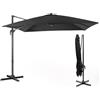 COSTWAY Ombrellone da Giardino 300 x 300cm | 3 Inclinazioni, Rotazione 360°, Manovella, 8 Stecche, Base Incrociata per Esterno (Nero, 300 x 300 x 273 cm)