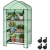 WOLTU Serra da Giardino, con Ruote, Serra da Balcone, 70x50x131cm, Copertura in PE 140g/m², Porta a Zip Avvolgibile, Serra per Svernamento con 3/4 Ripiani, per Interni ed Esterni, Verde