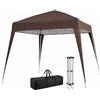 Outsunny Gazebo Pieghevole 2.4x2.4m, Gazebo da Giardino Struttura in Acciaio, Corde Antivento e Sacca di Trasporto, Caffè