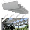 FlySoul Tenda a Vela Parasole a Onda Retrattile 5x4M Vela Ombreggiante Impermeabile Tenda a Vela Giardino Protezione UV Tende da Sole con Corda di Nylon e Occhiellato per Esterno Giardino Grigio chiaro