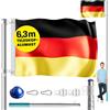 MONZANA® Asta per bandiera telescopica in alluminio 630cm base da 60cm banciera inclusa Germania