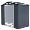 COSTWAY Casetta da Giardino 2,37㎡, Capanno da Esterno in Lamiera Zincata Resistente alle Intemperie con Base, Porte Scorrevoli, Maniglie, Sfoghi e Tettoia, 213 x 127 x 185 cm (Grigio Scuro)