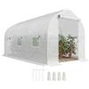 Outsunny Serra da Giardino a Tunnel 4x2x2 m con Porte Avvolgibili e 6 Finestre, Serra per Orto con Tetto a Spiovente, Struttura in Metallo e Copertura PE, per Orto Verdure Fiori Frutta, Bianco