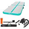 KM KM Fit Tappetino da ginnastica gonfiabile, Airtrack, 5 m, tappetino gonfiabile, per fitness, palestra, con borsa per il trasporto, pompa ad aria e set di toppe per allenamento, resistente ai raggi