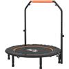 HOMCOM Trampolino Elastico Pieghevole Ø102 cm con Manubrio Regolabile 99-123 cm, Trampolino da Fitness per Adulti, Tappeto Elastico per Esercizi Indoor, Blu