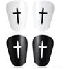 Jiuyaoyaoyao Parastinchi Mini Calcio 4 Pezzi, Leggeri e Traspiranti, Parastinchi Piccoli Uomo Donna con Protezione a Croce in EVA, Fascia Elastica Antiscivolo per Allenamento Partita (6x9.7cm, Bianco/Nero)