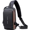SCOFY FASHION Borsa da petto antifurto impermeabile per uomo borsa a tracolla in nylon moda per equitazione borsa a tracolla da viaggio, Nero Brwon, Taglia unica
