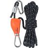 Milageto Gancio per cricchetto con puleggia Regolabile, tenditore per Luce con moschettone Corda Antivento per impieghi gravosi a, 6mm 5m Nero