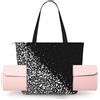 DUWAA Borsa grande da lavoro con stampa glitterata nera e bianca, con supporto per tappetino da yoga, tasca grande per tutti i giorni, per yoga e palestra