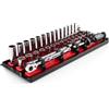 TEKTON Set di chiavi a bussola e cricchetto a 12 punte da 1/4 con binari, 35 pezzi (4-15 mm) | SKT03202