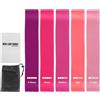 Generic Set di 5 fasce elastiche portatili per esercizi, con borsa in tessuto e manuale (lingua italiana non garantita), cintura elastica per palestra, cintura portatile per pilates, per donne, uomini