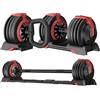 KINGSMITH Set di Manubri Regolabili, 3 in 1 Peso Della Mano per Donne e Uomini a Casa, Attrezzature per l'allenamento Della Forza, Sollevamento Pesi, Manubri per Bodybuilding (Una Manubri e Altri Accessori)