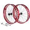 DHNCBGFZ Ruota Fat Bike 26x4.0/4.9'' Ruote Snow Bike A 36 Fori Freno A Disco Sgancio Rapido Ruote Beach Bike Cerchio In Lega Di Alluminio 135/190 Mm Per Cassetta Ruota Libera 7-11s(Red)
