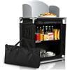 Vkechh Cucina da Campeggio Armadio da Campeggio con Struttura in Alluminio e Paraspruzzi, Box Cucina, Armadio per Tenda, Cucina da Campeggio per Esterni Incl. Borsa da Trasporto e Scomparti, Cucina da