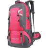 Treer Zaino da Trekking 40/60 Litri, Resistente all'Acqua Leggero Compatto Zaino da Viaggio Unisex Pieghevole Zaino Ultraleggero per Outdoor,Campeggio,Escursione e Alpinismo (60L,Rosa Rossa)