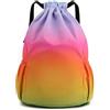 Hixingo Borsa con Coulisse Sacca Sportiva, capacità Zaino Sacchetta da Palestra per Uomo Donna, Leggera Sacca Zaino per Palestra, Viaggi, Yoga, Piscina, Spiaggia (32x13x42cm,Arcobaleno)
