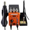CCZRD Stazione Di Rilavorazione For Saldatura SMD Con Display Digitale 2 In 1 Da 60 W, Pistola Ad Aria Calda, Saldatore, Dissaldatore, Strumenti Riparazione Riscaldamento rapido(Orange)
