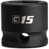Capri Tools Bussola Stubby Impact da 15 mm, attacco da 3/8, 6 punti, metrico