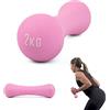 Phoenix Fitness RY1558 - Manubrio in neoprene per esercizi a casa, uomini, donne e bambini, con pesi per braccio, per pilates - Venduto come singolo - 2 kg, rosa
