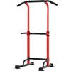 soges Dip-Station, torre di potenza con barra di trazione, multifunzionale, ideale per palestra domestica, rosso e nero