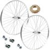 MADICKS Coppia Ruote Bici 28" x 1.75 Anteriore + Posteriore con Pignone 18 Denti 1 Velocità - Cerchi City Bike in Alluminio/Acciaio - Complete di Dadi di Fissaggio e Flap Inclusi