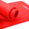 POWRX Tappetino fitness antiscivolo 190 x 80 x 1,5 cm - Ideale per Yoga, Pilates e Ginnastica - Extra morbido e spesso - Ecocompatibile con tracolla e sacca trasporto + Poster (Rosso)