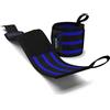 Sportech Italia - Polsini Palestra Professionali, Polsini Crossfit Straps palestra sollevamento Pesi, Fasce Strap Bodybuilding, Crossfit, Powerlifting, Calisthenics (Nero-Blu)