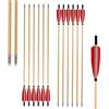 Lamehfyo Tiro con l'arco Frecce in legno 32 Frecce in legno Fatte a Mano Frecce da Caccia Tradizionali Albero in legno con Piume di Tacchino Punte in Metallo per arco Ricurvo Longbow (6 pezzi)